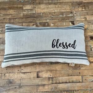 Devi Designs Decorative Jute Pillow Blessed Embroidery Striped